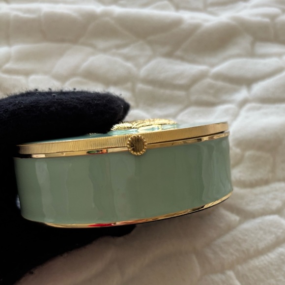 Gold Shell Accent Trinket Box in Seafoam Green with Mirror - Picture 6 of 10